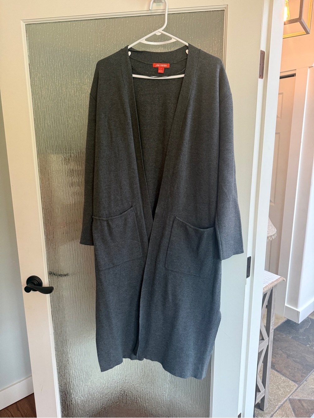 Joe Fresh Cozy Long Open-Front Women's Cardigan Sweater - Gray